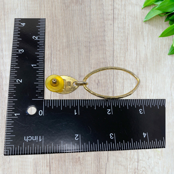 Vintage 1980's Modernist Dangle Earrings Gold Tone Oval New Wave Carded Pierced - Picture 5 of 6